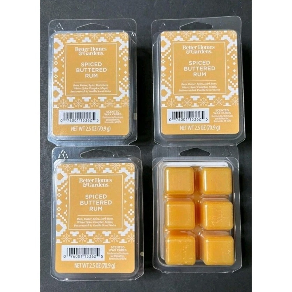 Better Homes & Gardens SPICED BUTTERED RUM Scented Wax Cubes 2.5 Oz.~Lot‎ Of 4